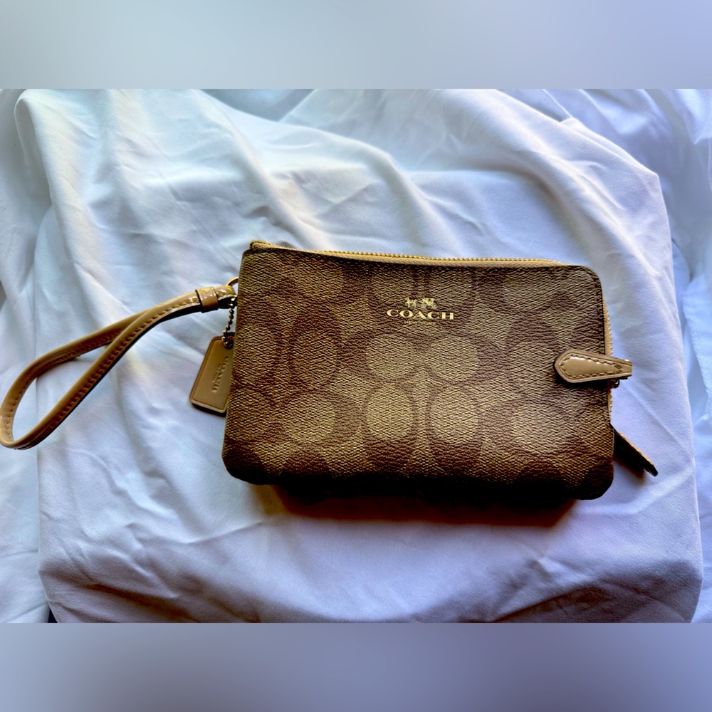 Coach double zipper wristlet